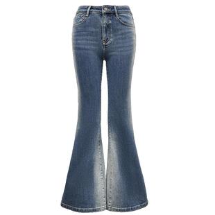 Vero Moda奥莱牛仔裤女2025秋季新款商场同款磨白做旧微喇裤子