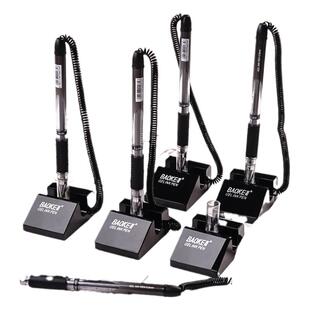 5支台笔固定签字笔带绳吧台笔银行前台笔中性笔可粘贴商务碳素笔0.5mm黑色圆珠笔创意笔防丢笔柜台粘桌笔水笔