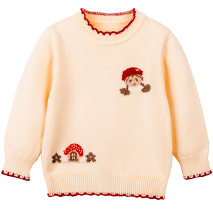 女童羊绒衫儿童毛衣2025新款圆领婴儿针织衫女孩打底衫宝宝羊毛衫