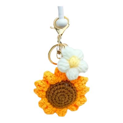 毛线编织向日葵钥匙扣挂件