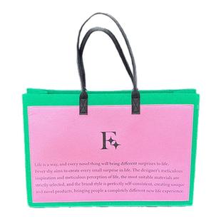 Fevershyins托特包日常好看通勤时尚手提袋毛毡布袋子硬挺大容量