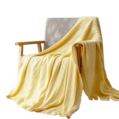 棉田纯棉午休镂空针织毯