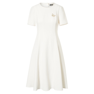 [商场同款]La Koradior拉珂蒂夏季新款三醋酸白色优雅A字连衣裙女