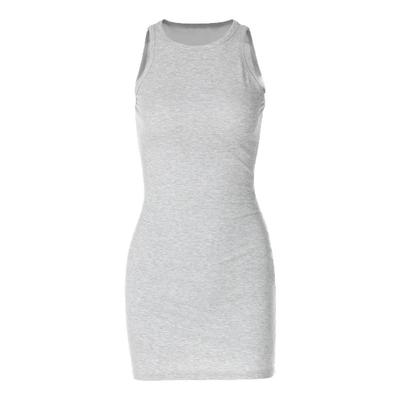 螺纹纯色高级感无袖包臀短裙