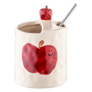 onlycook创意苹果陶瓷咖啡杯带吸管办公室家用高颜值马克杯子喝水