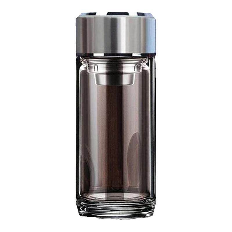 双层玻璃杯加厚商用车载便携定制礼品水杯耐高温男士小巧泡茶杯子