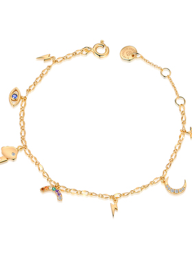 日月星辰恶魔之眼玩趣手链女S925纯银简约个性手饰品送女朋友礼物