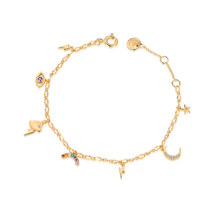 日月星辰恶魔之眼玩趣手链女S925纯银简约个性手饰品送女朋友礼物