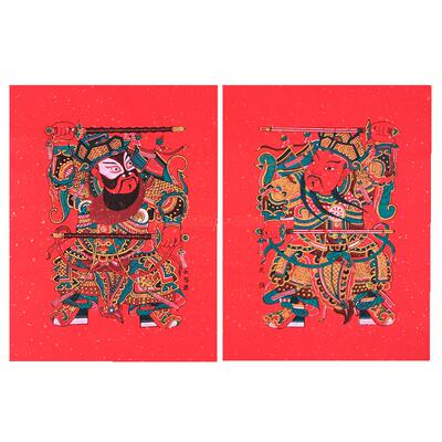 武强年画秦琼敬德手工拓印门神