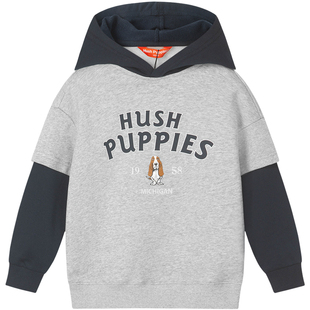 暇步士童装男童卫衣春秋新款儿童休闲连帽衫大童舒适假两件上衣