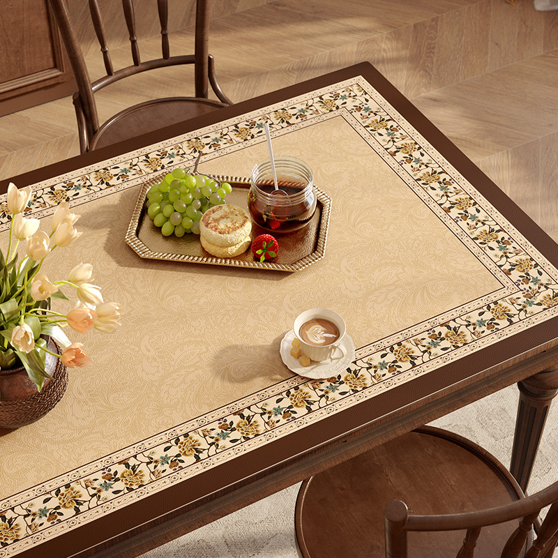 范居态度芳华皮革桌面垫中古风氛围感防油免洗高级感长方形桌布
