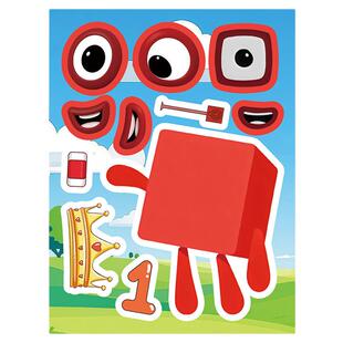 16张数字积木拼图贴纸ins风儿童益智玩具创意手工拼贴贴画diy自粘