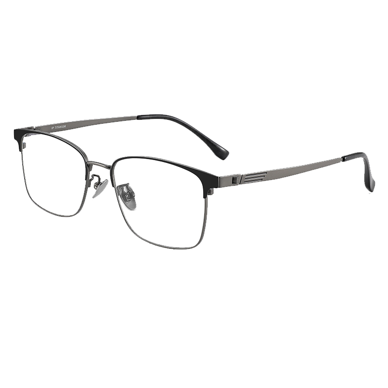 超轻钛材眉线半框近视眼镜框男款可配度数散光潮流钛架防蓝光眼睛