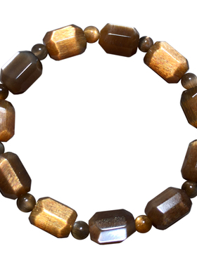 天然金骨干长石随形手串饰品情侣