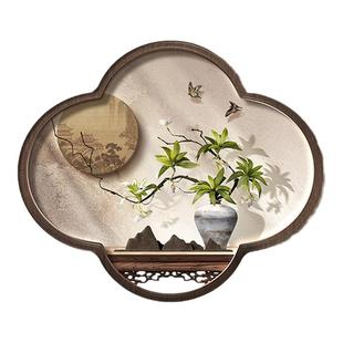 新中式茶室装饰画中古风入户高级大气客厅壁画复古玄关挂画