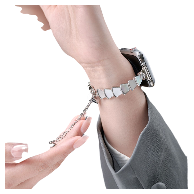 适用华为watchfit5pro手表带fit4pro手环金属贝壳腕表带fit3贝母运动fitnew智能女生夏天表链透气手链二三代