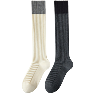 压力小腿袜女秋冬白色长筒袜配靴子半截瘦腿中筒保暖长袜2026新款