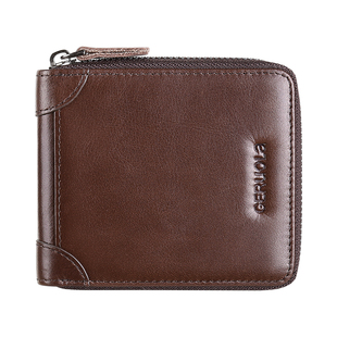 男士钱包短款真皮拉链多功能卡包2025新款爆款男式皮夹子钱夹牛皮