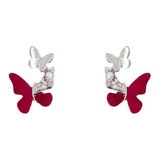 红色蝴蝶耳环女高级感耳钉2025新款爆款可爱独特耳坠气质小众耳饰