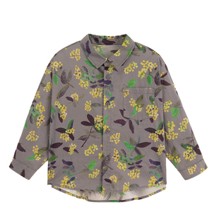 砚台家女童纯棉休闲印花衬衫2026春新款宝宝亲肤宽松森系文艺上衣