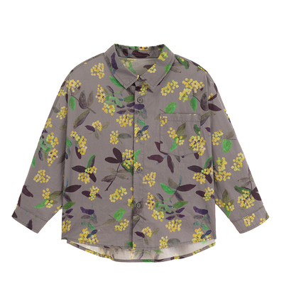 砚台家女童纯棉休闲印花衬衫2026春新款宝宝亲肤宽松森系文艺上衣