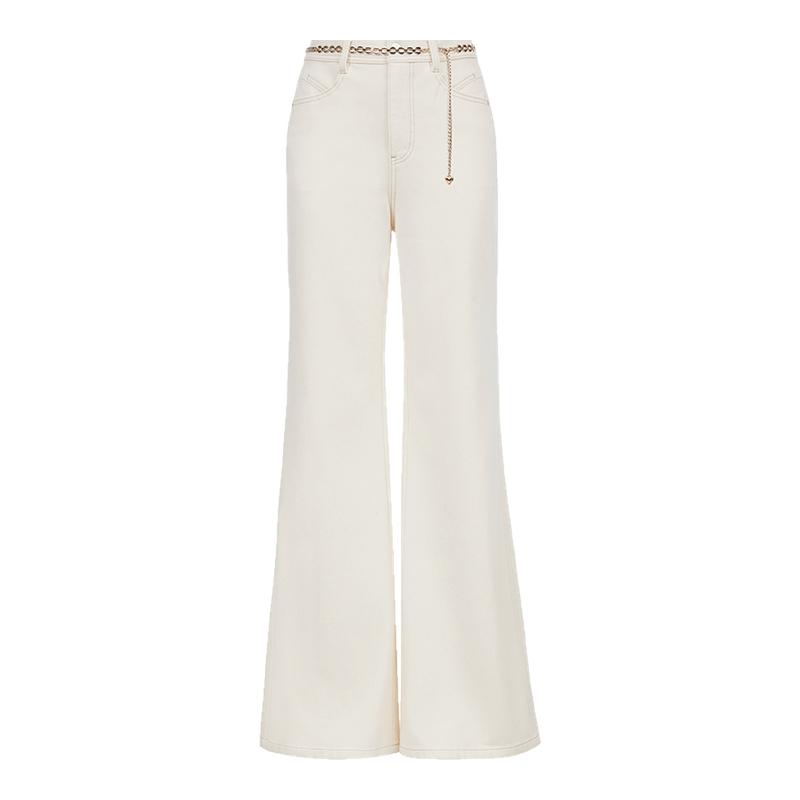 ONLY2025冬季新款加绒高腰舒适金属腰链约克剪裁微喇叭裤牛仔裤女