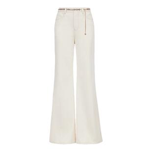 ONLY2025冬季新款加绒高腰舒适金属腰链约克剪裁微喇叭裤牛仔裤女