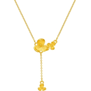 周六福足金链坠计价黄金春日悠悠幸运草项链游园绮梦系列新年礼物