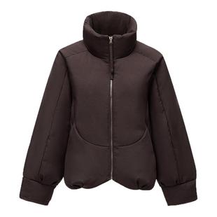 水墨佳人通勤风95白鹅绒桑蚕丝混纺短款高领显瘦显高冬通勤羽绒服