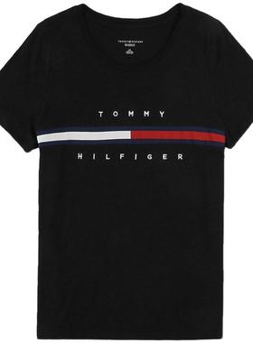 美国正品TOMMY HILFIGER汤米新款时尚百搭刺绣字母Logo短袖T恤女