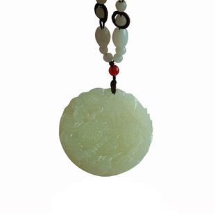 天然新款青白玉麒麟貔貅龙凤玉佩鸳鸯观音平安无事牌项链男女吊坠