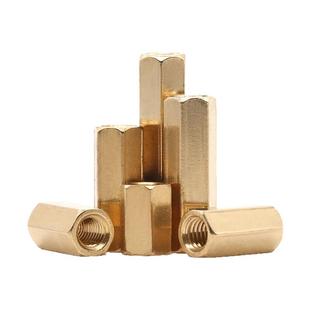 M1.6*0.35x2x4x5x6x8x10六角黄铜柱通孔全牙支撑连接螺母螺帽螺柱