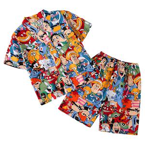 夏季儿童棉绸短袖家居服睡衣套装