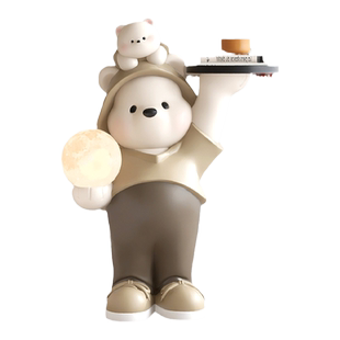 高级感暴力熊客厅摆件大型落地电视柜沙发边几托盘灯乔迁新居礼物