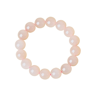 凤飞凰天然和田玉藕粉手串女招桃花时尚转运珠手链单圈玉石手串D