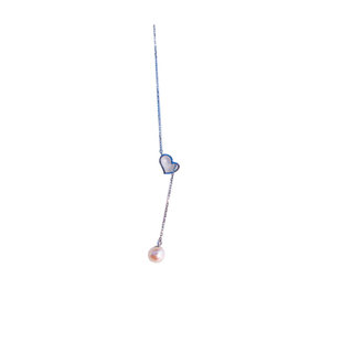 DIY珍珠配件 S925银套链空托 爱心款吊坠带银链 搭配7-9mm圆椭珠