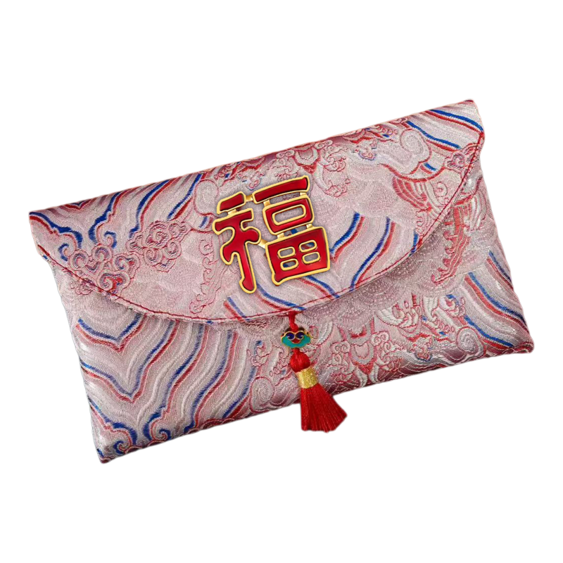 喜庆红包国潮波浪纹理结婚生日满月大红包新年乔迁布艺万元利是封