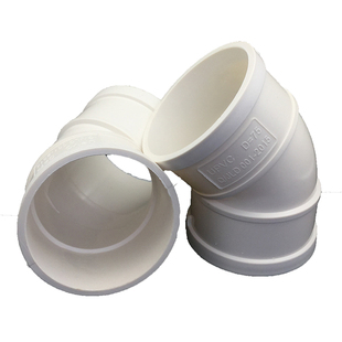 PVC45度弯头 直弯 排水管检查口 45度门弯 管件50 75 110 160 200