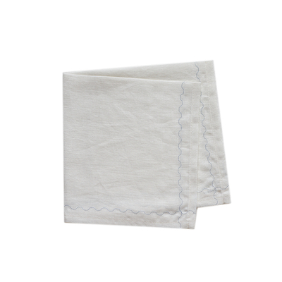 沃可恩原创纯亚麻餐巾波纹绣花