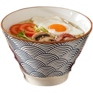 陶瓷拉面碗家用2025新款斗笠面碗高脚碗好看的大碗汤面碗吃面条碗