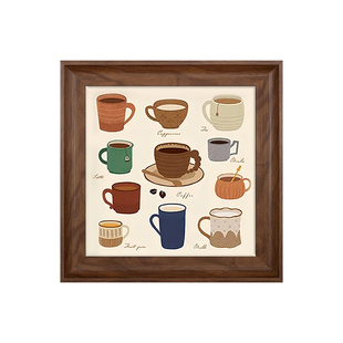 中古风咖啡系列-DIY数字油画丙烯手绘复古高级感桌面装饰挂画摆件