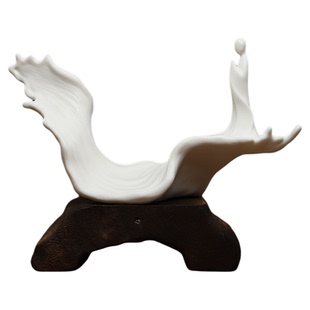 东方泥土《渡》陶瓷禅意客厅酒柜德化白瓷摆件中式茶室装饰工艺品