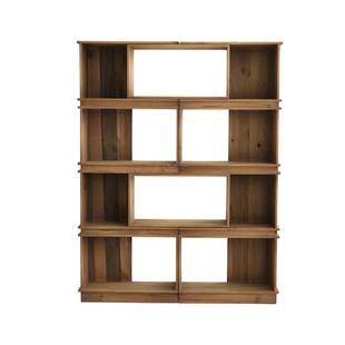 润家家居复古实木书架多层书柜可伸缩层架原木风落地书架陈列架