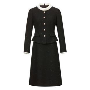 【羊毛】Koradior珂莱蒂尔商场同款冬季精致珠片香风假两件连衣裙