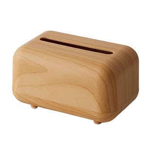 复古桌面纸巾盒客厅家用民宿原木风创意餐巾纸收纳茶几纸抽盒子