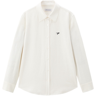 太平鸟 老钱风亚麻混纺长袖衬衫26春季新款宽松通勤休闲简约衬衣