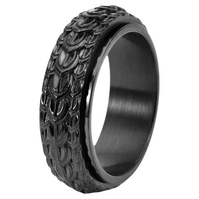 祥饰帝时尚简约钛钢龙鳞戒指