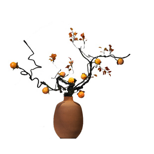 新中式禅意陶瓷花瓶摆件仿真柿子民宿玄关餐桌面酒店家居电视装饰