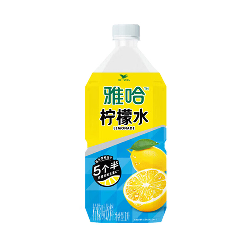 统一雅哈柠檬水1L*8瓶整箱批发大瓶饮料补充维生素VC夏季解暑饮品