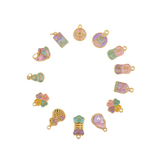 古法金珐琅彩小配件葫芦吊坠配饰材料手工diy手链项链滴油小提溜